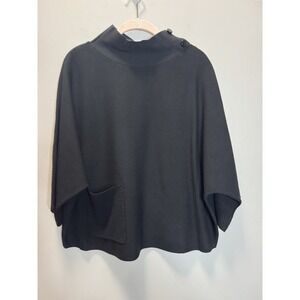 Joseph Ribkoff Poncho Style Boxy Sweater Size S/P Black Perforated Pocket